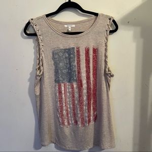 Maurices tank top with rope like accents on sleeves.